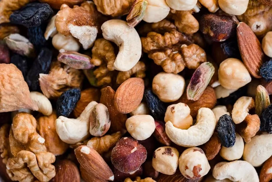 Mixed nuts, walnuts, cashews, almonds and dried fruit